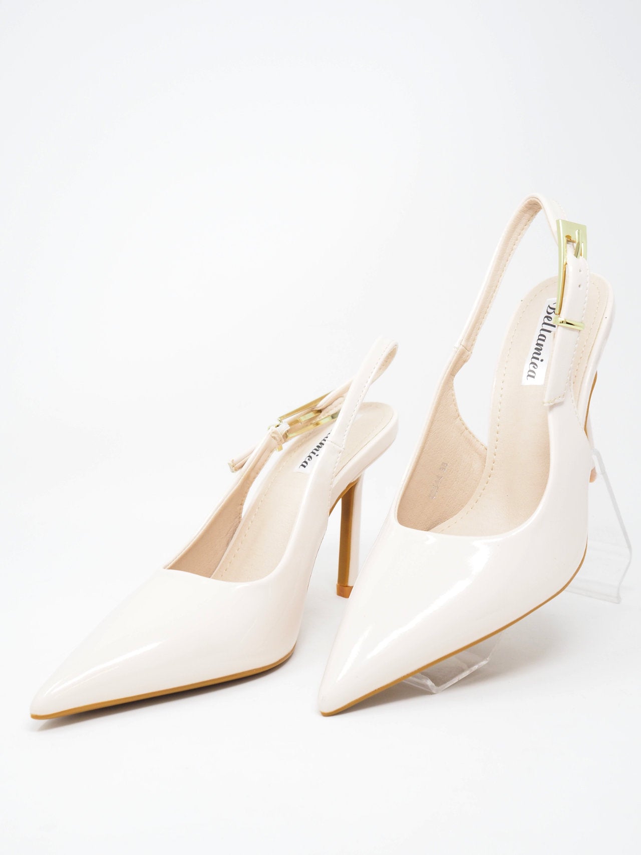 Slingback lucide con tacco alto