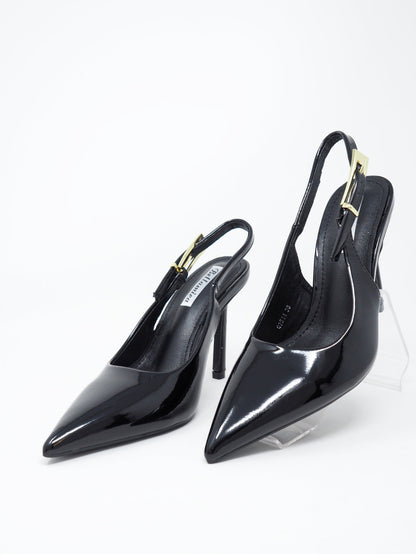 Slingback lucide con tacco alto