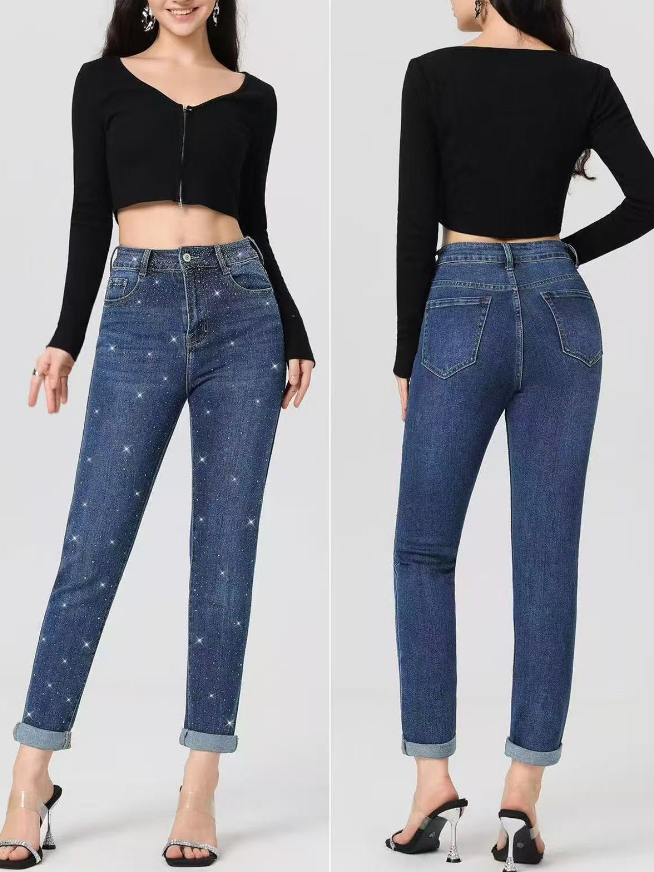 Jeans con strass - boyfriend fit