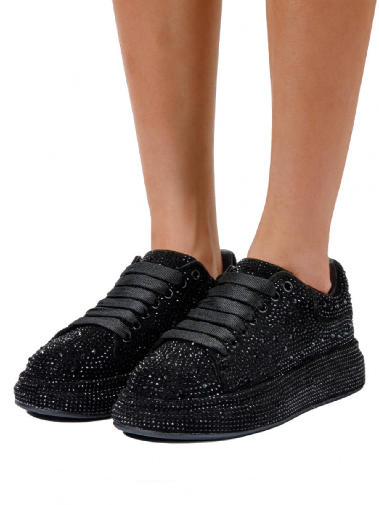 Julymens Donna Glitter Strass Piattaforma Scarpe Da Ginnastica Casual Lacci, Nero , 35 EU Julymens Donna Glitter Strass Piattaforma Scarpe Da Ginnastica Casual Lacci, Nero , 35 EU