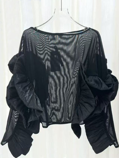 Maglia in tulle con volant