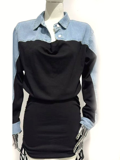 Vestitino jeans con maniche dolman