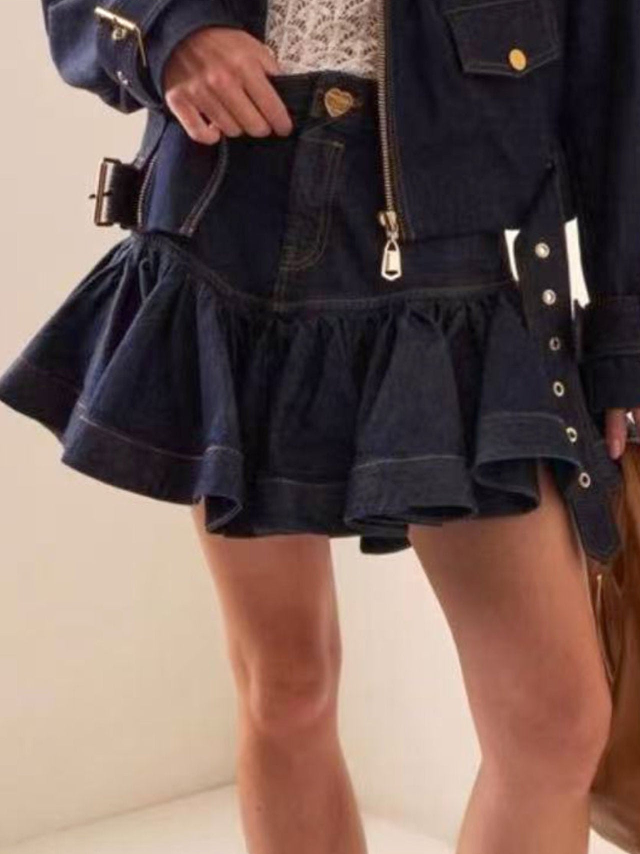 Mini gonna di jeans svasata