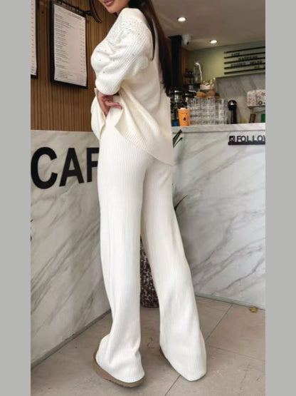 Completo maglia con strass e pantalone