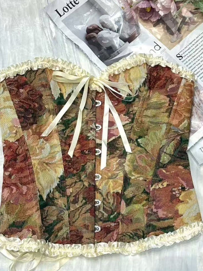 Top a corpetto floreale