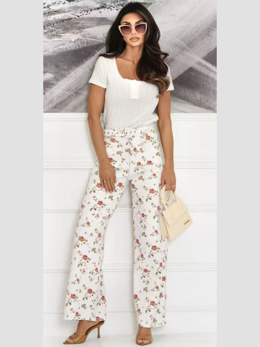 Jeans floreali a palazzo