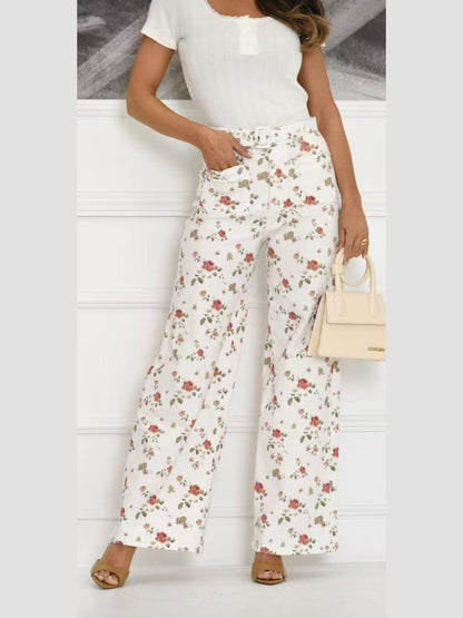 Jeans floreali a palazzo