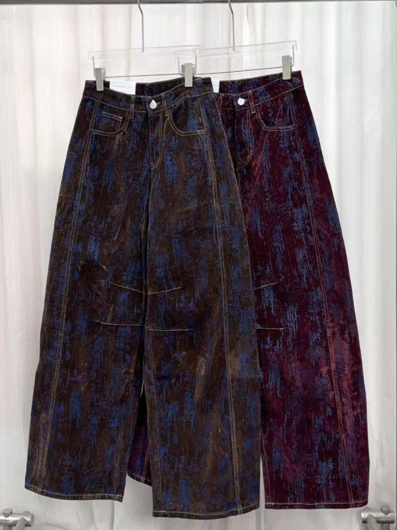 Jeans baggy con velluto