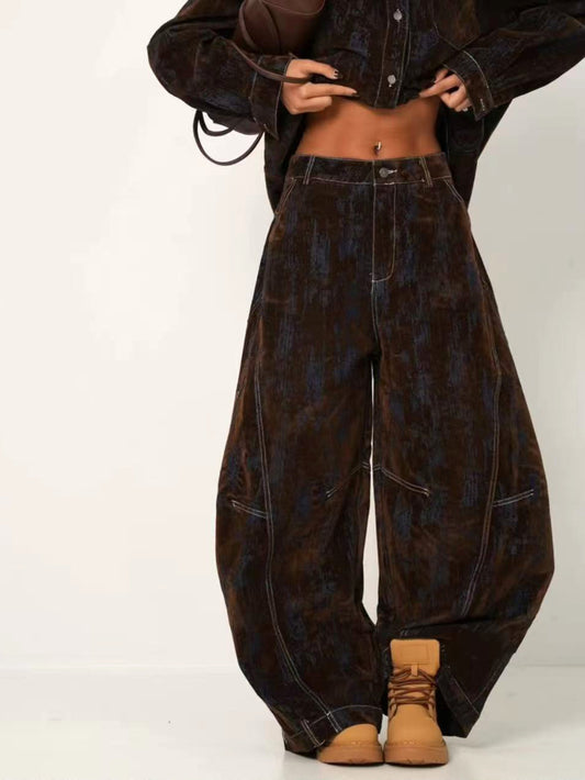 Jeans baggy con velluto