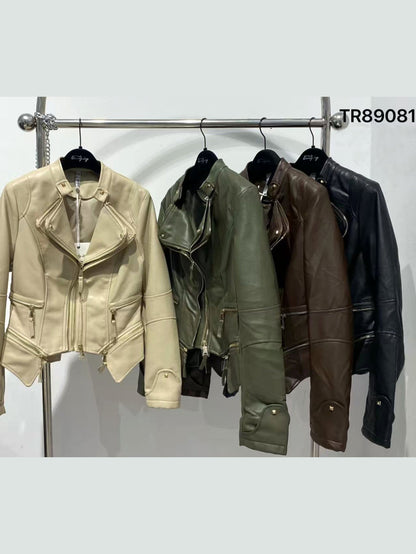 Biker ecopelle con cerniere doppie