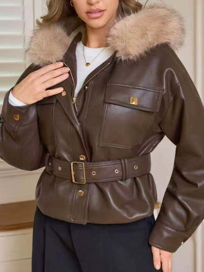 Giubbino con cappuccio e pelliccia