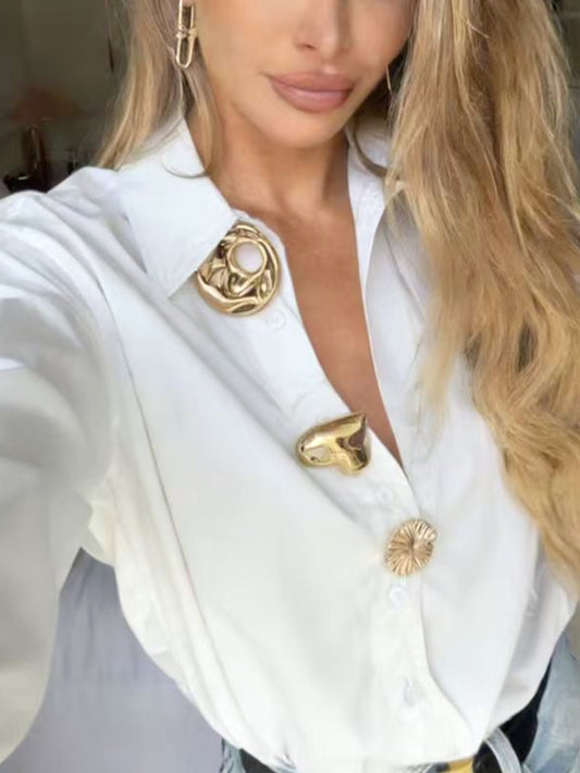 Camicia over con bottoni ornamentali