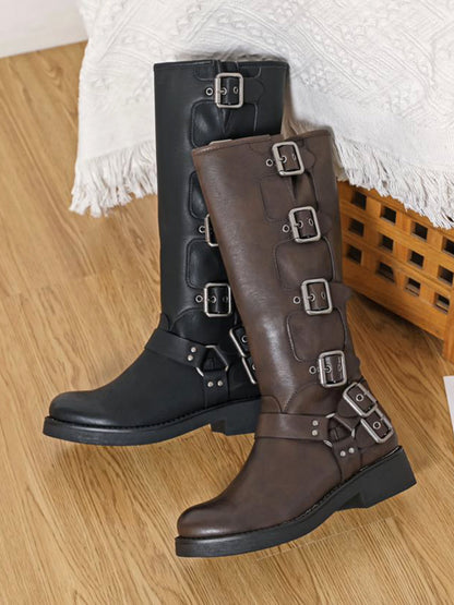 Anfibi Stivaletti Fibbie Oro Fibbie Laterali Stivali Bassi Con Fibbie