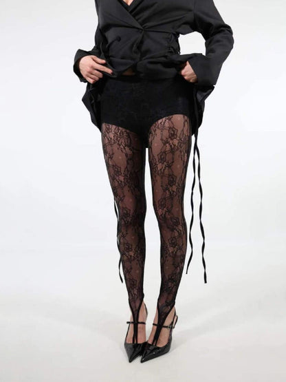 Leggings in pizzo con passante per il dito