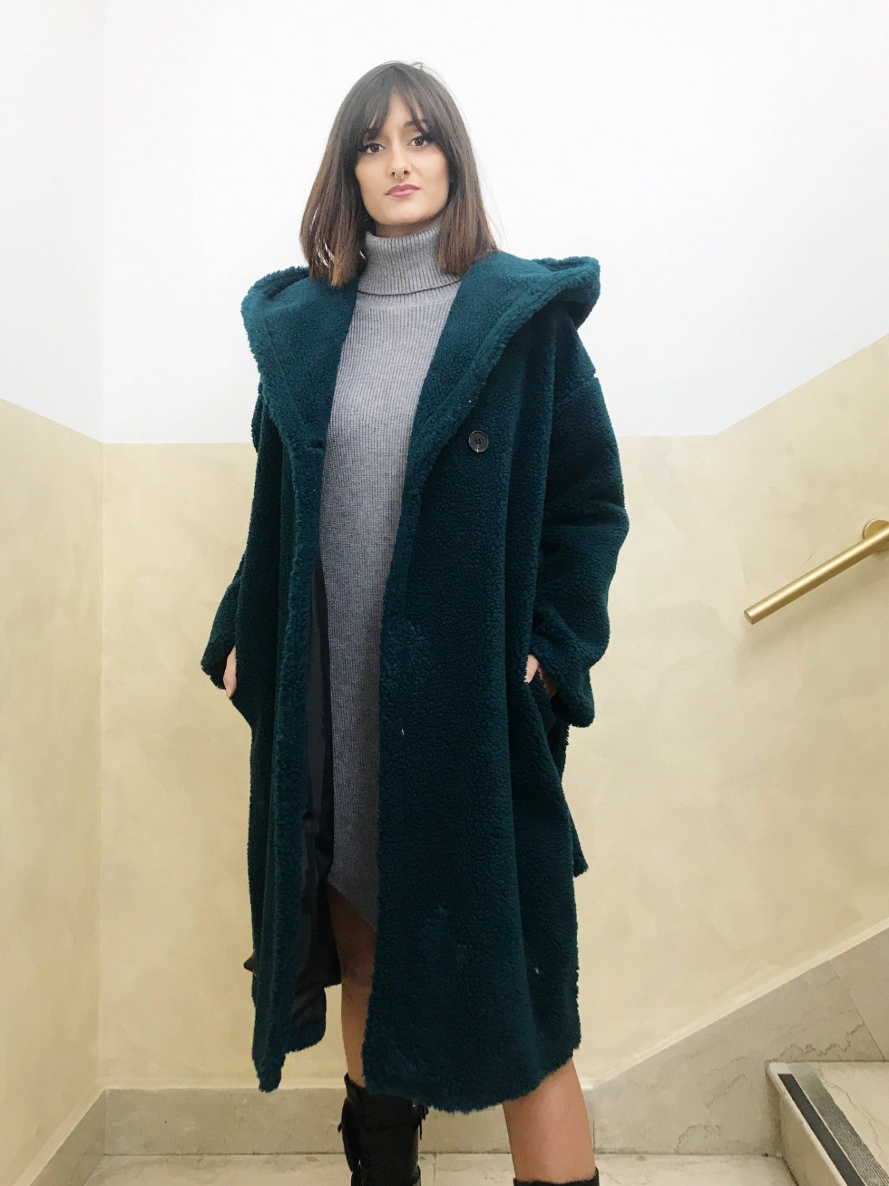 Cappotto peloso con cappuccio -Cappotto-39.83-New Line