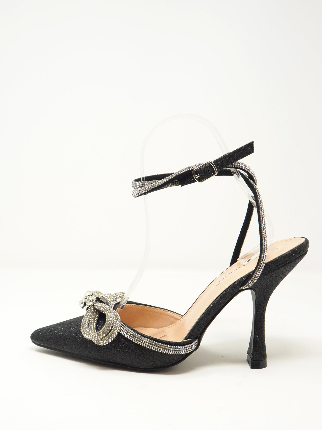 Décolleté glitter con fiocco di strass – New Line