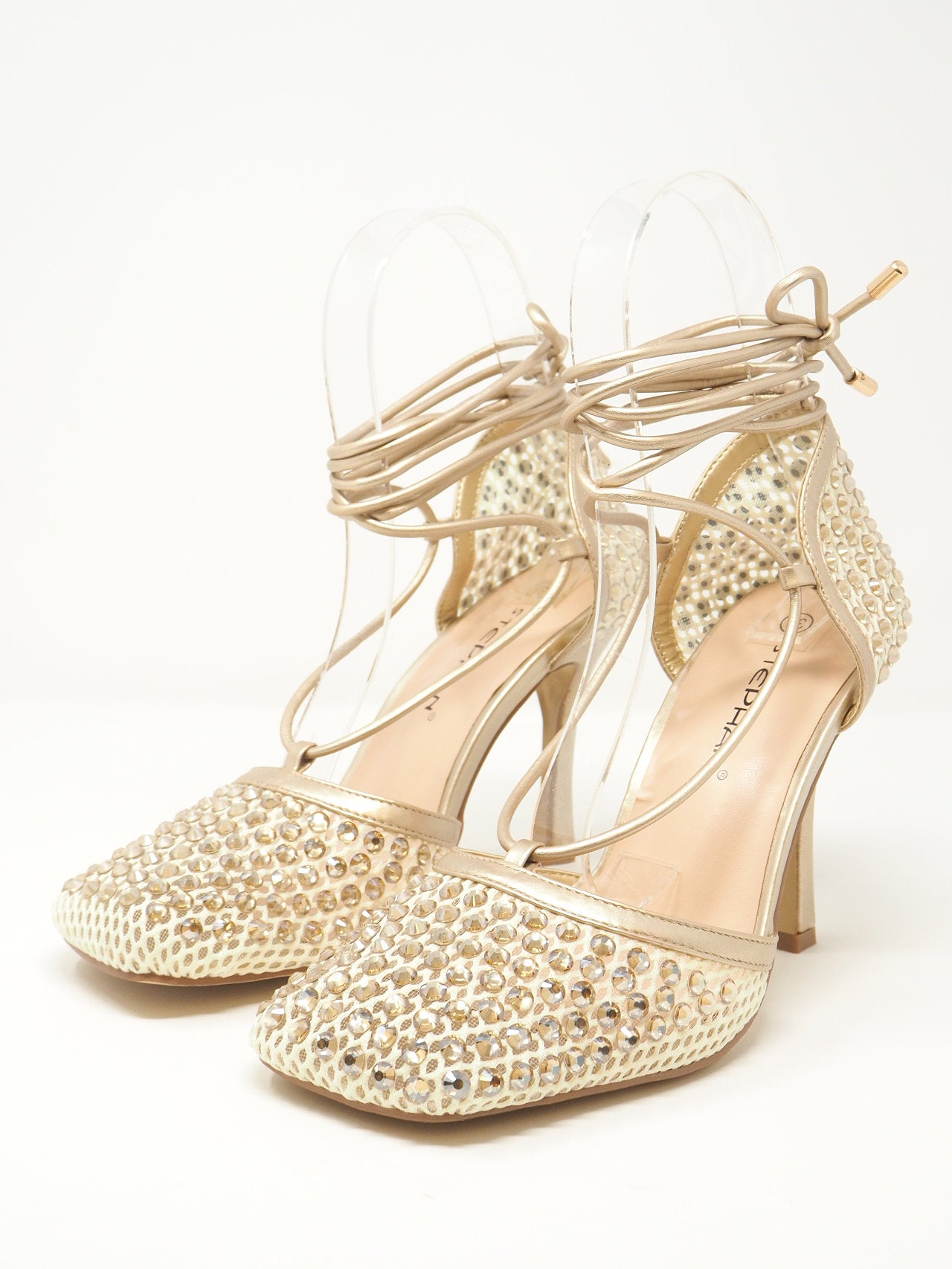 ESSEX GLAM Sandali da donna con lacci, tacco a blocco, punta quadrata e cinturino a catena, taglia 36-41, Pelle sintetica bianca., 36 EU ESSEX GLAM Sandali da donna con lacci, tacco a blocco, punta quadrata e cinturino a catena, taglia 36-41, Pelle sintetica bianca., 36 EU